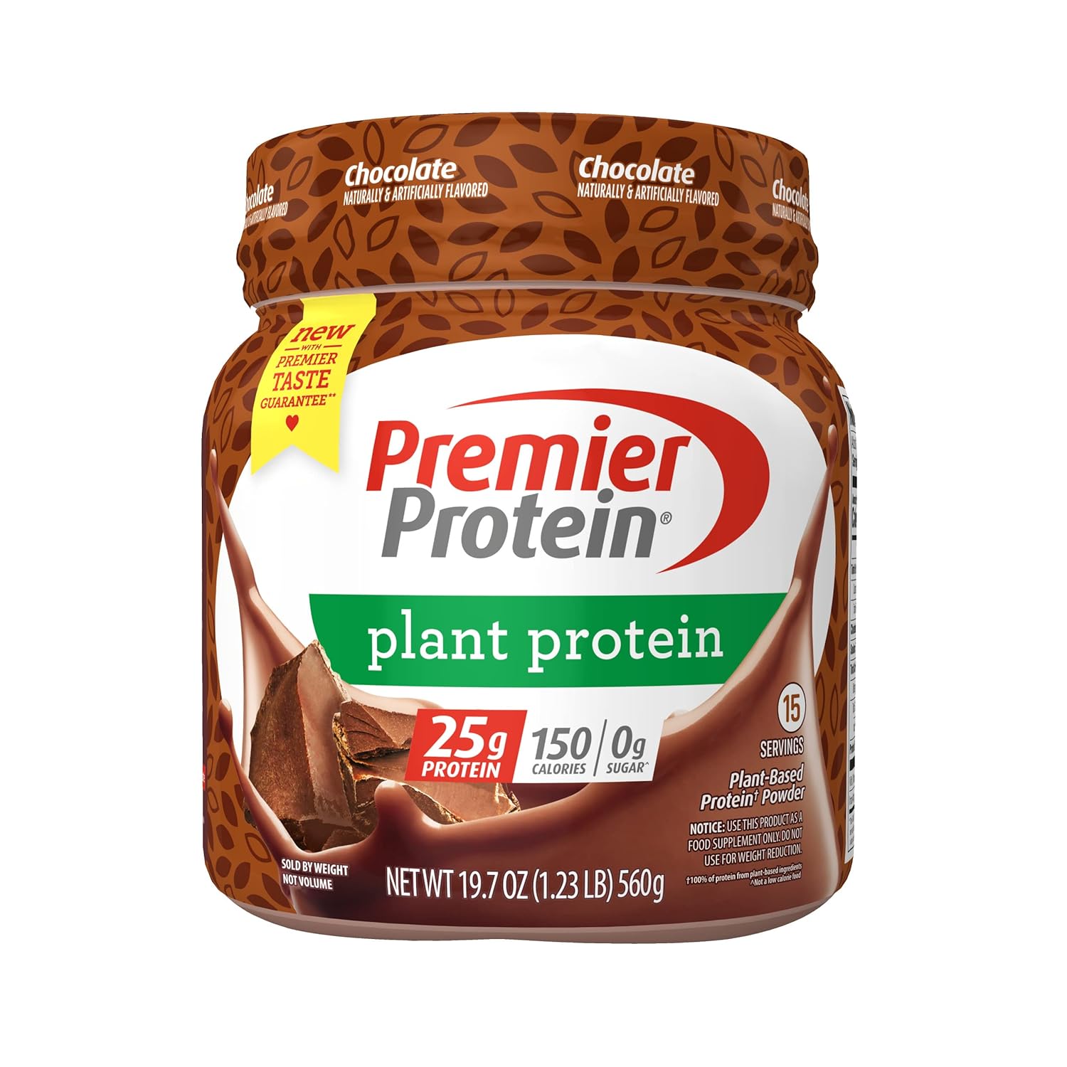 Premier Protein Powder Plant Protein, Chocolate, 25G Plant-Based Protein, 0G Sugar, Gluten Free, No Soy Or Dairy Ingredients, 15 Servings