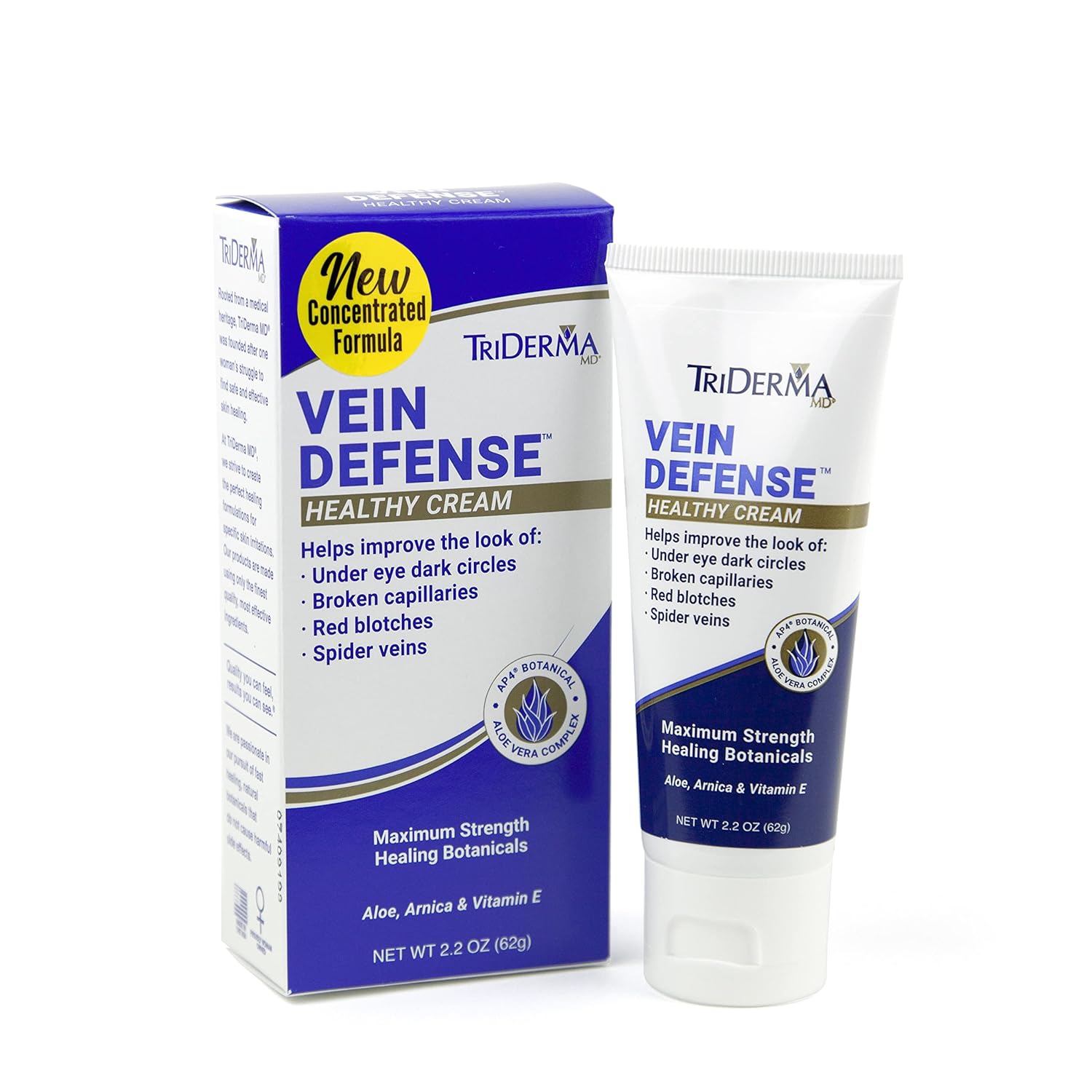 Triderma Vein Defense Healthy Cream 2.2 Ounces Helps Improve The Look Of Spider Veins And Under Eye Dark Circles