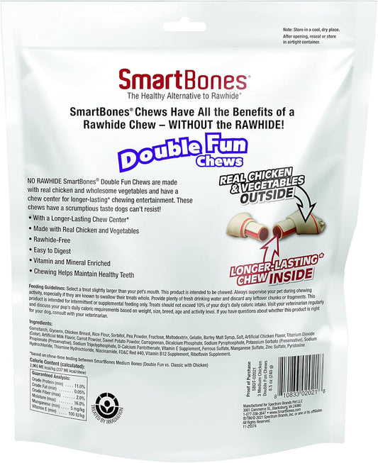 Smartbones Doubletime Chews 3 Count, Medium, Rawhide-Free Chews For Dogs With Long-Lasting Chew Center