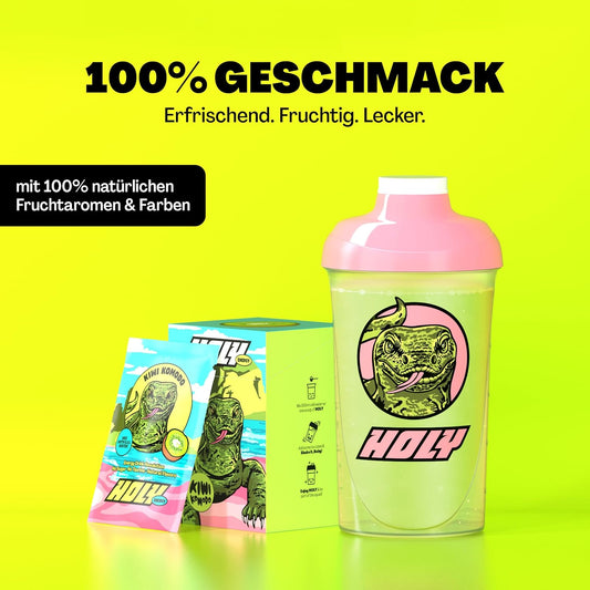 Holy Energy Gaming Booster 10 Tasting Box “Tropical Tiger” With Passion Fruit & Pineapple Flavour | 10 Portions With Newcaff & Green Tea Extract | Focus Drink | Vegan With 100% Natural Fruit Flavours
