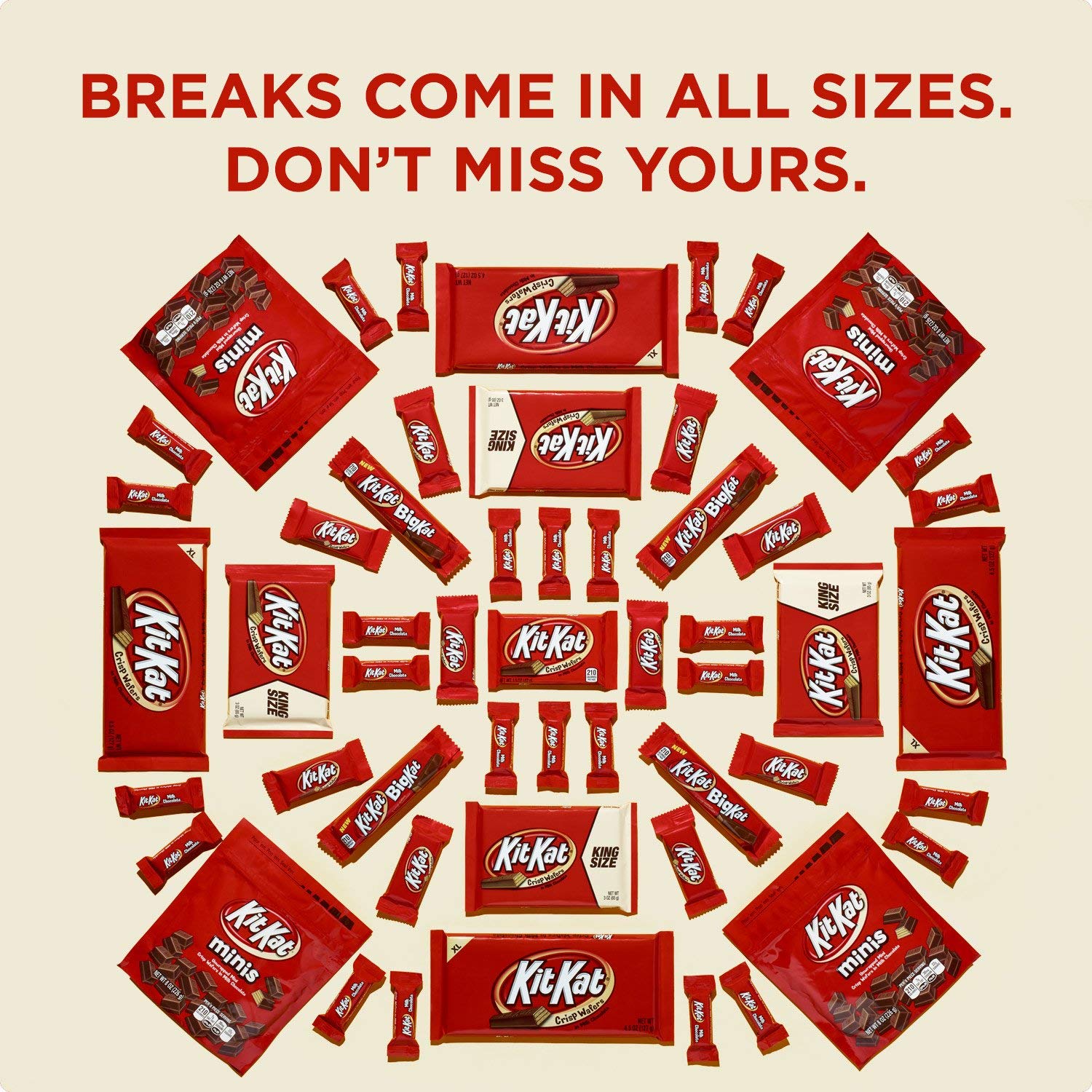 Kit Kat Big Kat Milk Chocolate Wafer King Size, Candy Bars, 3 Oz (16 Count)