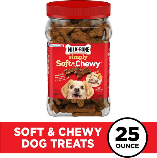 Milk-Bone Simply Soft & Chewy Dog Treats, Wholesome Chicken Recipe, 25 Ounce Made With Real Chicken, Rolled Oats, Sweet Potato & Apples