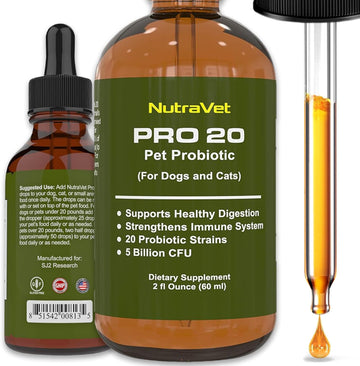 Probiotics for Dogs and Cat Probiotics - 120 Servings (1/2ml). 100% Natural Digestive Enzymes for Gas Relief and Healthy Digestion. Prebiotics via Liquid Vitamins for Constipation & Leaky Gut