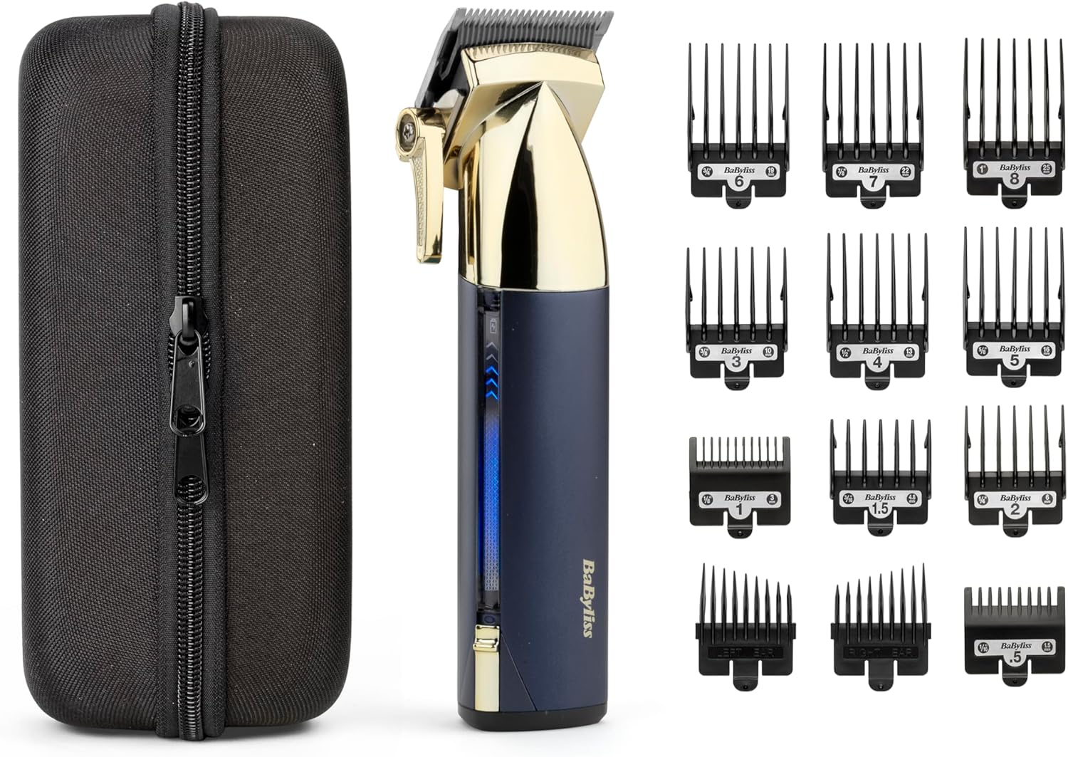 Babyliss Super-X Metal Hair Clipper, Lithium Cordless, Precision-Engineered Japanese Steel Blades, Hair Grooming Kit, Gifts For Men (Gold/Blue)