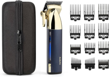 Babyliss Super-X Metal Hair Clipper, Lithium Cordless, Precision-Engineered Japanese Steel Blades, Hair Grooming Kit, Gifts For Men (Gold/Blue)