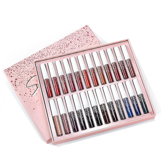 Petansy 24 Colors Liquid Matte Lipstick Set Waterproof Long Lasting Lip Gloss Set Beauty Cosmetics Makeup Kit With Gift Box (Red, 24)
