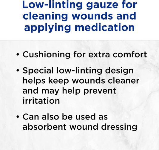 Band Aid Brand First Aid Products Tru-Absorb Sterile Gauze Sponges For Cleaning And Cushioning Minor Wounds, Cuts & Burns, Low-Lint Design, Individually Wrapped 4 In By 4 In Pads