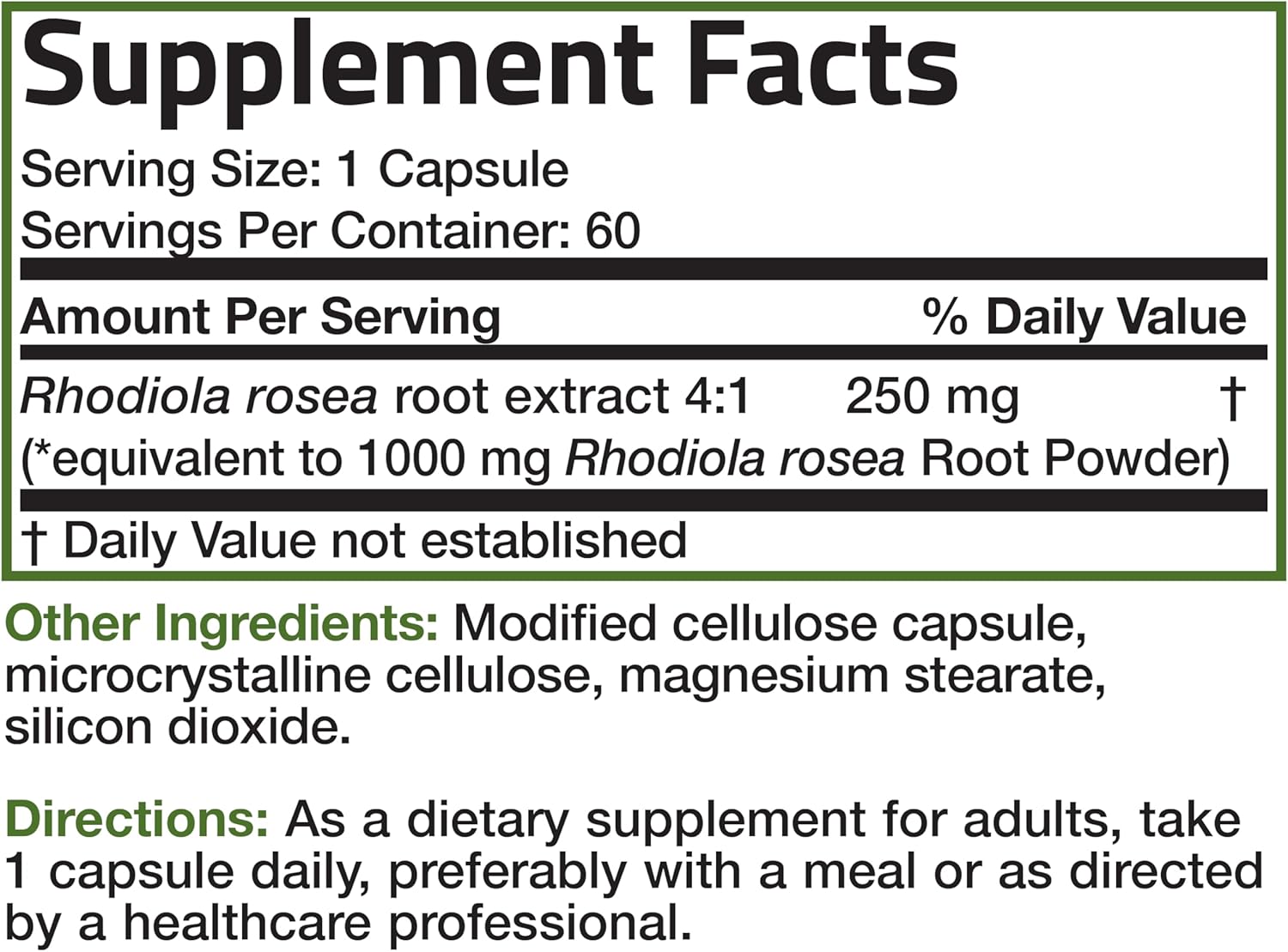 Bronson Rhodiola Rosea Vegetarian Capsules - Adaptogenic Herb - Brain, Stress & Mood Support - Non-GMO, 60 Count : Health & Household