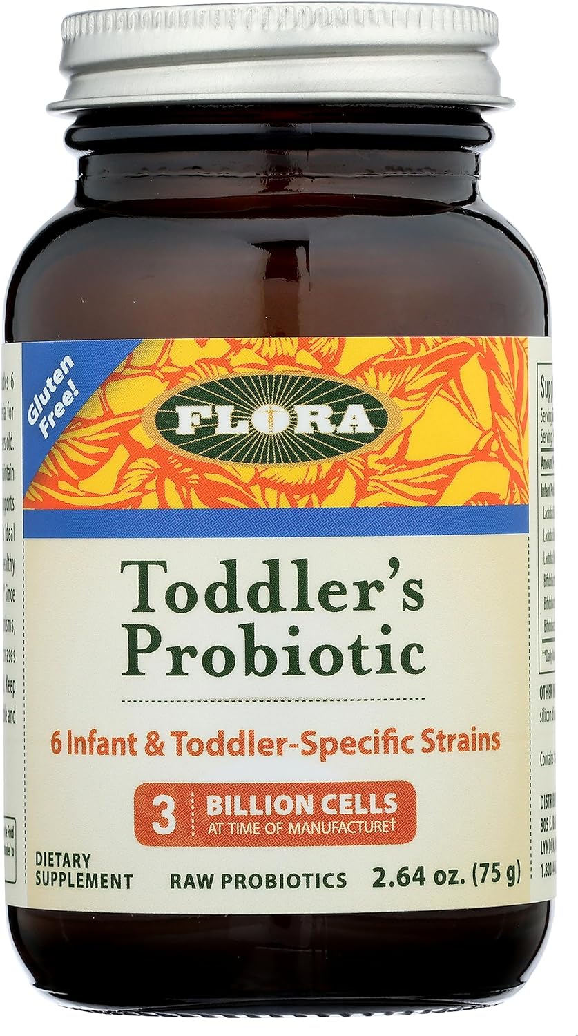 Flora - Toddler's Blend Probiotic, 3 Billion CFU RAW, Six-Infant & Toddler Specific Strains, Lactobacillus, Taste-Free, Dissolves Easy, Aids Constipation and Immunity, 2.64-oz. Powder
