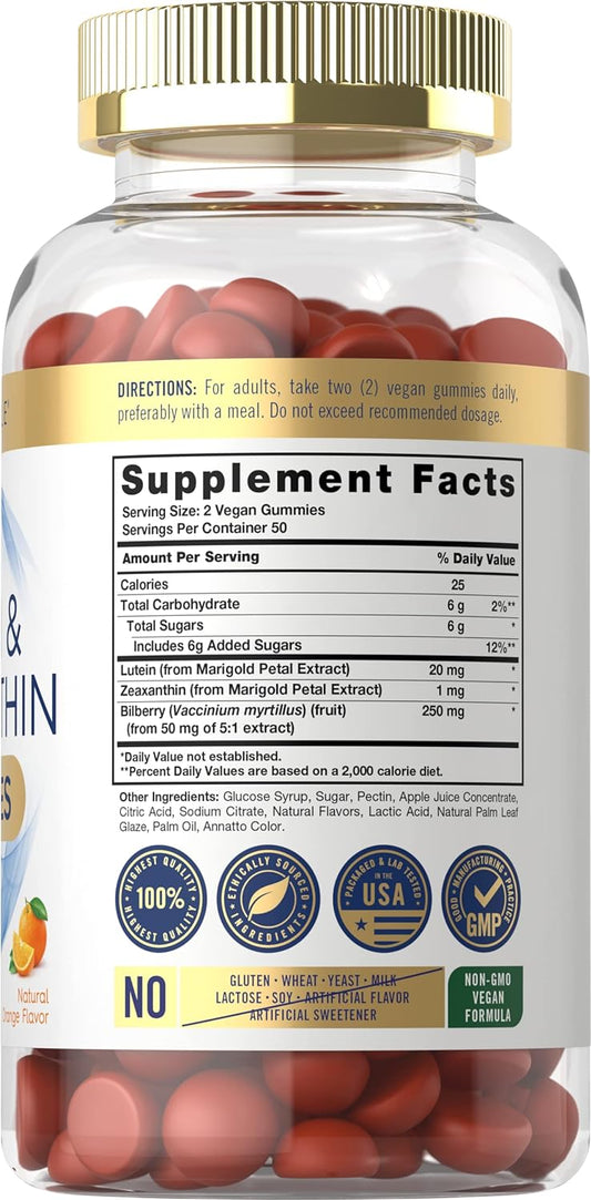 Carlyle Lutein And Zeaxanthin Gummies | 20Mg Of Lutein Supplement | 100 Orange Flavor Vegan Gummies | Non-Gmo, Gluten Free