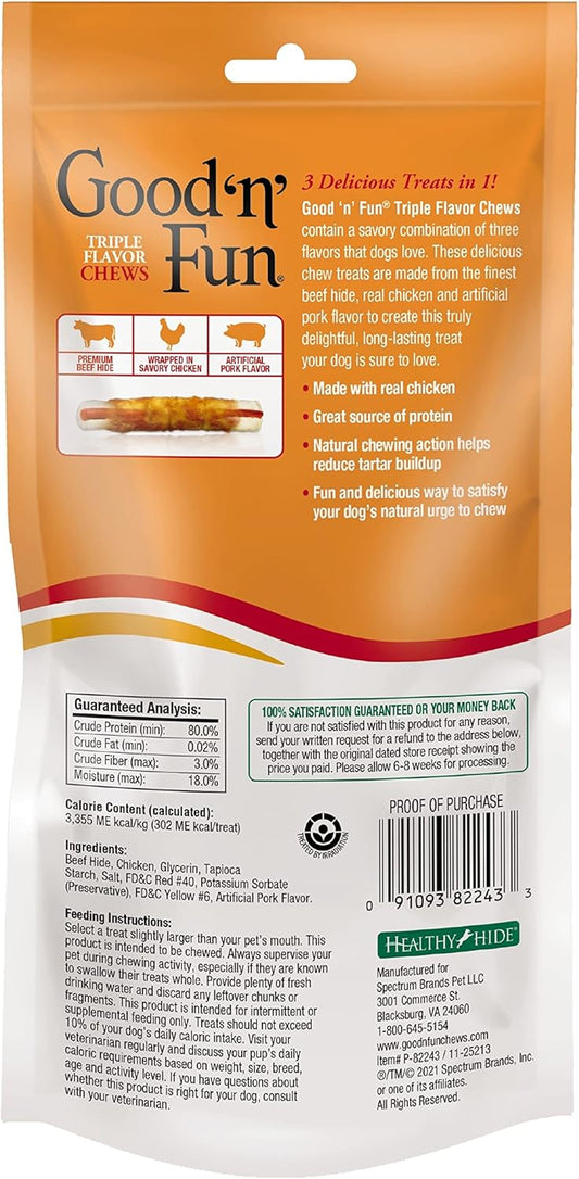 Good 'N' Fun Do Treats, Triple Flavor 7" Rolls, 2 Pack
