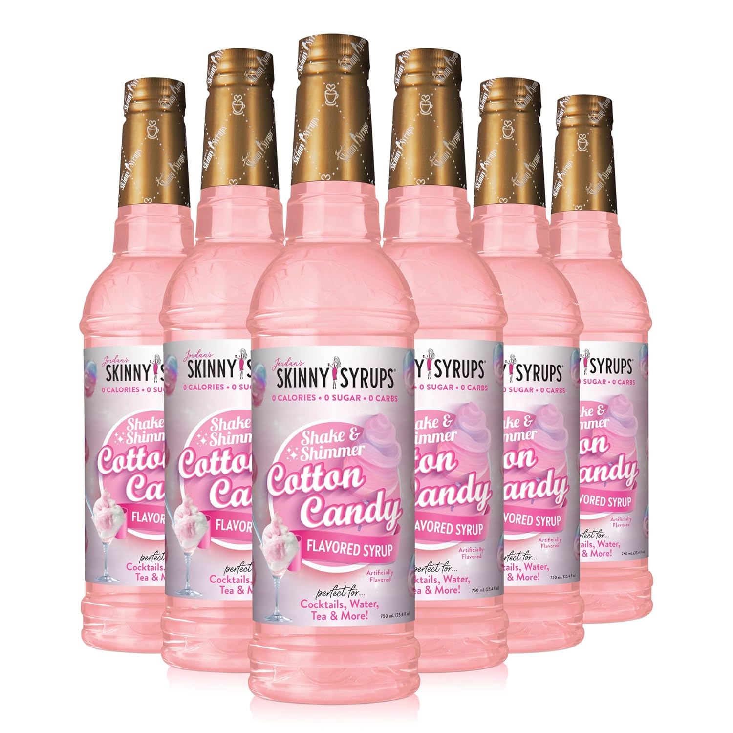Jordan'S Skinny Mixes Sugar Free Syrup, Cotton Candy Flavor, Fruit Flavored Water Enhancer, Drink Mix For Ice Tea, Lemonade & More, Zero Calorie Flavoring, Keto Friendly, 25.4 Fl Oz, 6 Pack