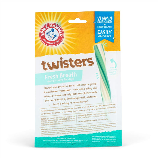 Arm & Hammer For Pets Twisters Dental Treats for Dogs | Dental Chews Fight Bad Breath, Plaque & Tartar without Brushing | Mint Flavor Dog Dental Treats