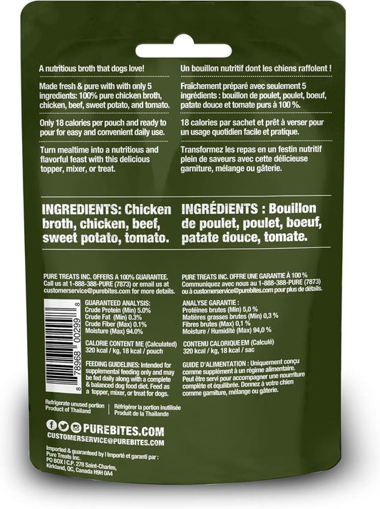 Purebites Chicken & Beef Broths For Dogs, Only 5 Ingredients, Case Of 18