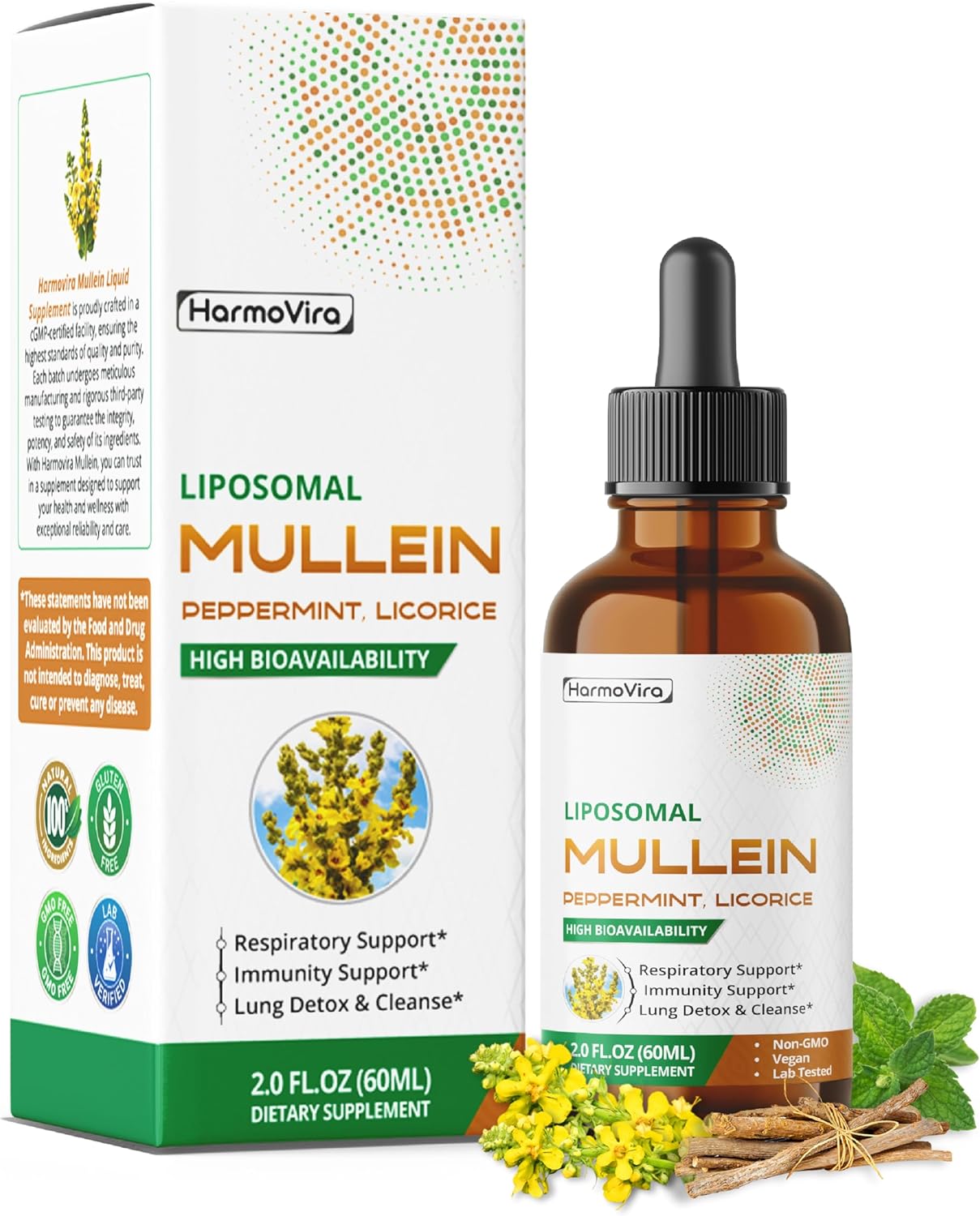 Mullein With Peppermint, Ginger & Licorice – Advanced Formula – Respiratory Support, Immunity Support & Lung Detox & Cleanse* – Net Wt. 2.0 Fl Oz (60Ml) – Made In The Usa
