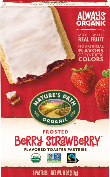 Nature’s Path Organic Frosted Berry Strawberry Toaster Pastries, 11 Ounce (Pack of 12), Non-GMO, Made with Real Strawberries