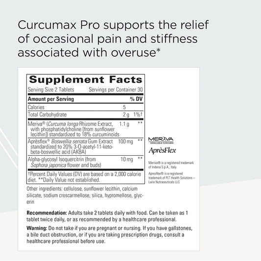 Integrative Therapeutics Curcumax Pro - Movement Support Formula With Meriva Curcumin Extract* - Dairy-Free & Vegan Supplements - 60 Tablets