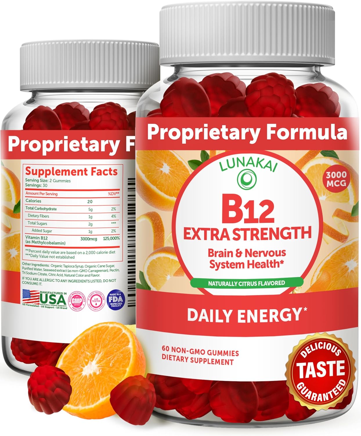 Vitamin B12 Gummies for Adults - Tastiest Proprietary Formula - 3000mcg Methyl B-12 High Absorption Energy Gummies - Non-GMO Vegan Vit B12 - Chewable B 12 for Energy Support and Bone Health - 60 Count