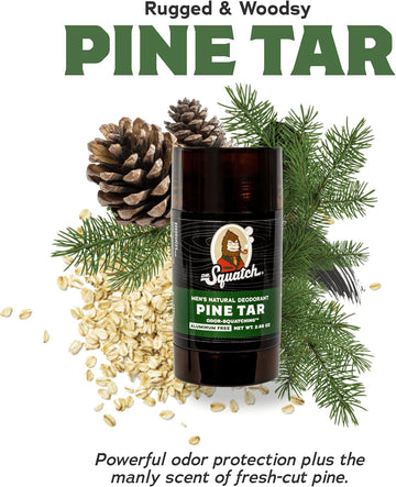 Dr. Squatch Natural Deodorant For Men 2 Pack Pine Tar – Odor-Squatching Men'S Deodorant Aluminum Free (2.65 Oz, 2 Pack)