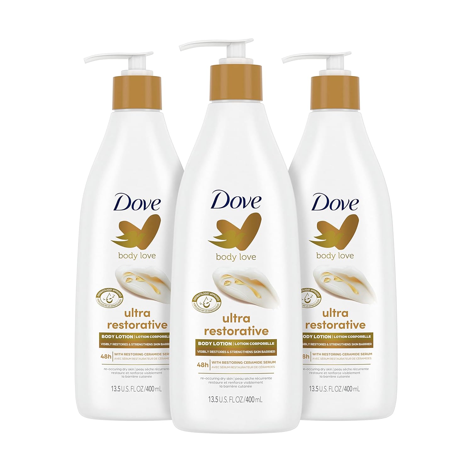 Dove Body Love Body Lotion Restoring Care Pack Of 3 For Reoccuring Dry Skin Visibly Improves Very Dry Skin 13.5 Oz