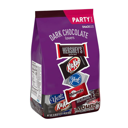 Hershey Assorted Dark Chocolate Flavored Snack Size, Candy Party Pack, 32.89 Oz