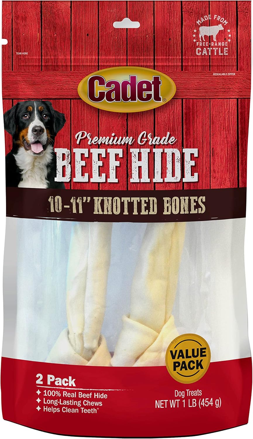 Cadet Premium Grade Beef Hide For Dogs, Rawhide Long Lasting Dog Chews, Chips, Curls & Rolls For Small/Medium/Large Dogs