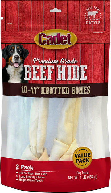 Cadet Premium Grade Beef Hide For Dogs, Rawhide Long Lasting Dog Chews, Chips, Curls & Rolls For Small/Medium/Large Dogs