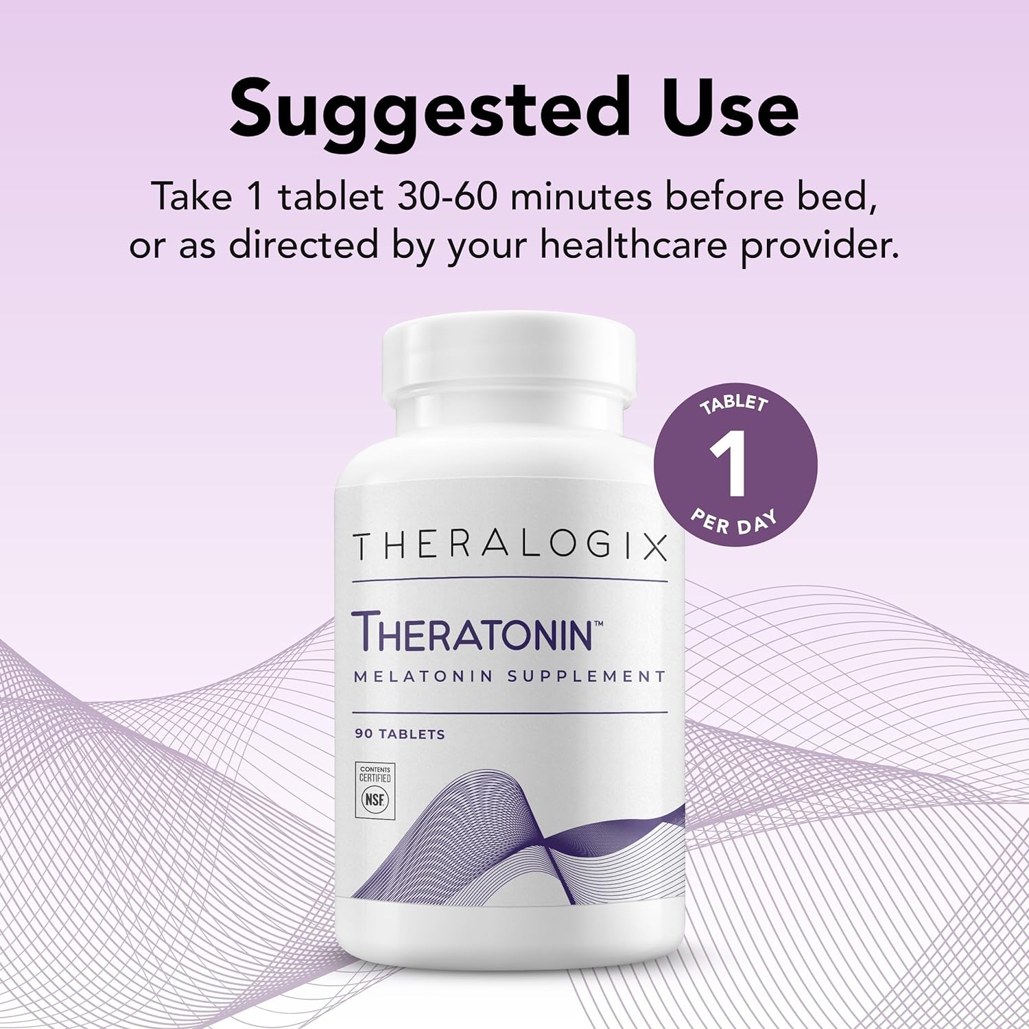 Theralogix Theratonin Melatonin Supplement - 90-Day Supply - Sleep Support Supplement - Melatonin to Aid a Good Night's Sleep - Supplement for Women to Support Fertility - NSF Certified - 90 Tablets : Health & Household