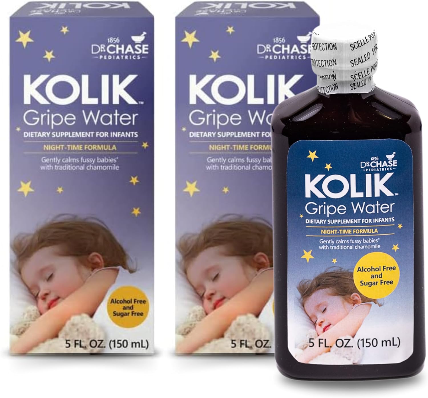 Dr. Chase Kolik Night-Time Gripe Water for Babies - Colic Relief with Calming Chamomile for Newborns & Infants - Baby Gas Relief for Stomach Discomfort & Hiccups - Alcohol-Free 5 fl. oz. (Pack of 2)