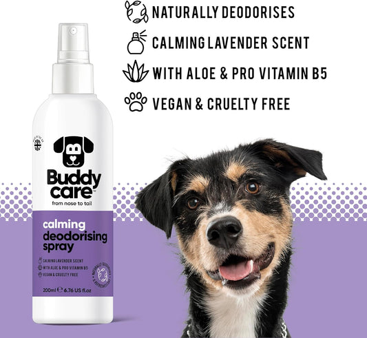 Buddycare Dog Deodorising Spray - Deodorising Spray for Dogs - With Aloe Vera and Pro Vitamin B5 (Calming Lavender, 200ml)B75008