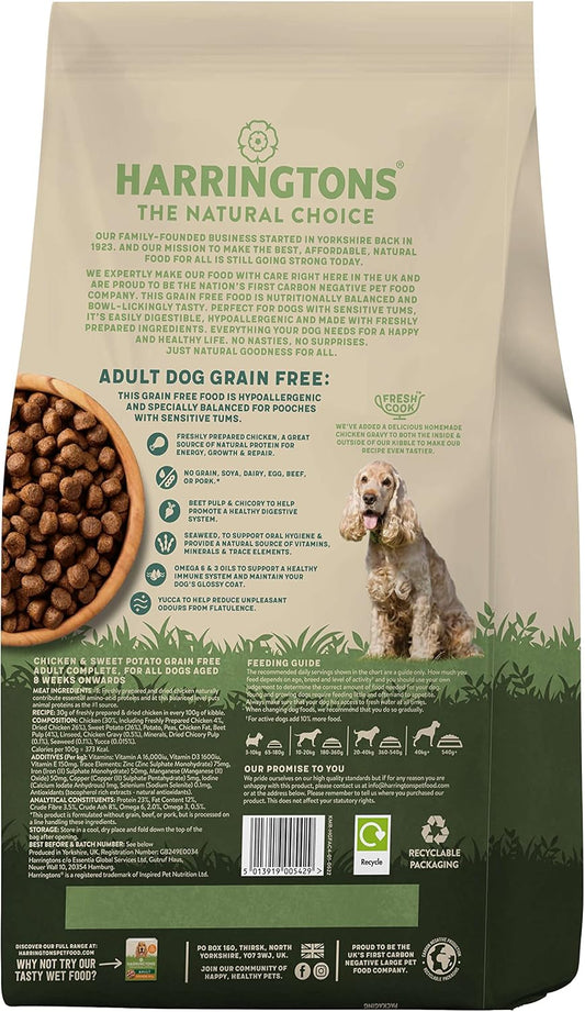 Harringtons Complete Grain Free Hypoallergenic Chicken & Sweet Potato Dry Adult Dog Food 4kg (Pack of 3) - Made with All Natural Ingredients?HARRGFC-C4