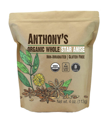 Anthony'S Organic Whole Star Anise, 4 Oz, Non Irradiated, Non Gmo, Gluten Free