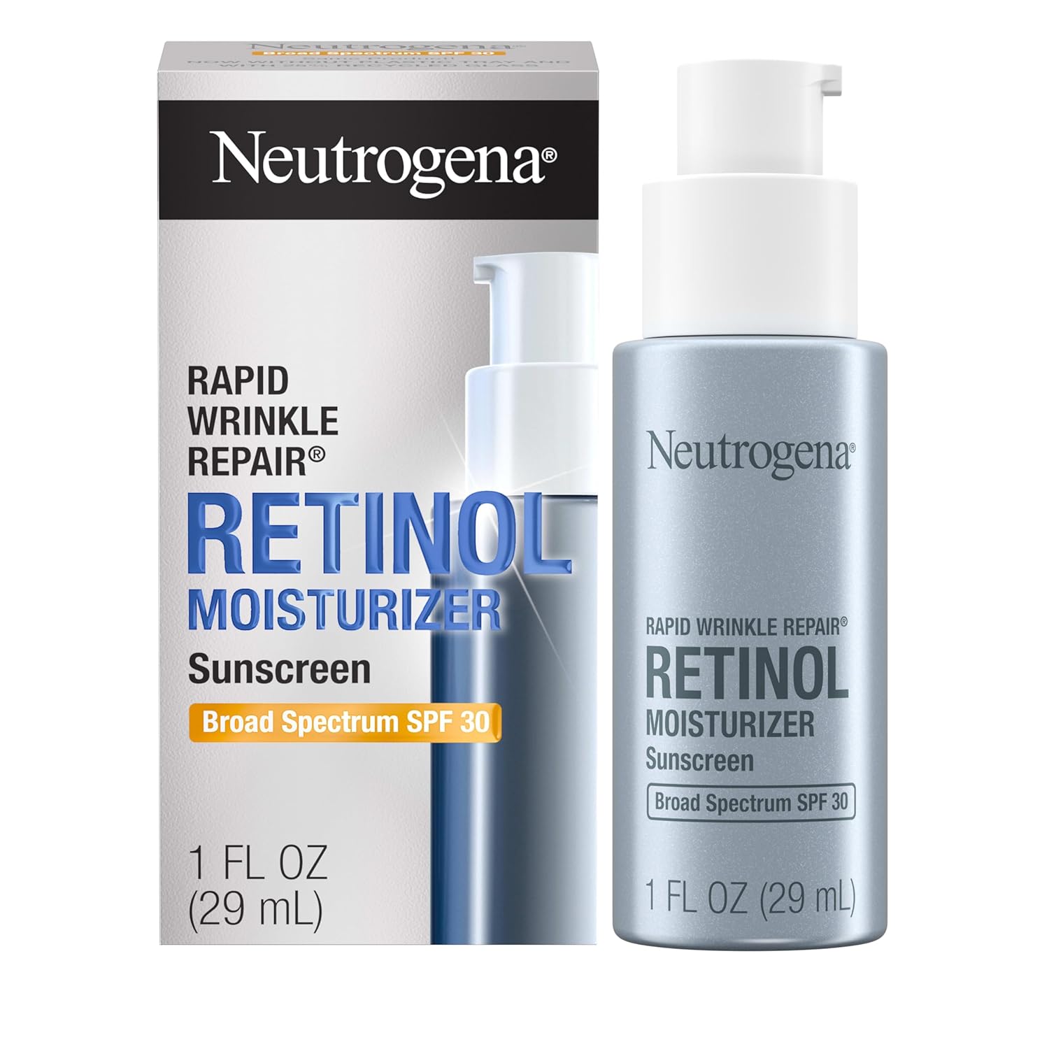 Neutrogena Retinol Face Moisturizer, Rapid Wrinkle Repair With Spf 30 Sunscreen, Daily Anti-Aging Face Cream With Retinol & Hyaluronic Acid To Fight Fine Lines, Wrinkles, & Dark Spots, 1 Fl. Oz