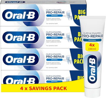Oral-B Gum & Enamel Pro-Repair Original Toothpaste 400 Ml (100 Ml X 4), Shipped In Eco-Friendly Recycled Carton