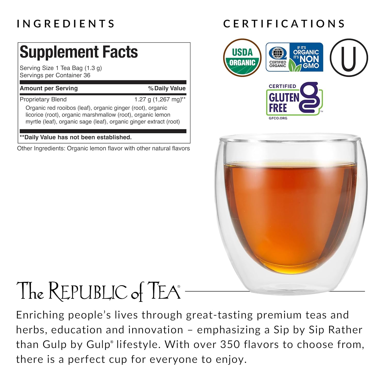 The Republic Of Tea — Organic Get Throat Aid Herb Tea Refill Bag, 250 Tea Bags, Naturally Caffeine Free Be Well Tea