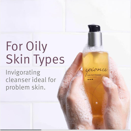 Epionce Lytic Gel Cleanser - Face Wash & Makeup Remover For Combination To Oily & Problem Skin, Oily Skin Facial Cleanser With Willow Bark & Menthol, Dermatologist Skincare