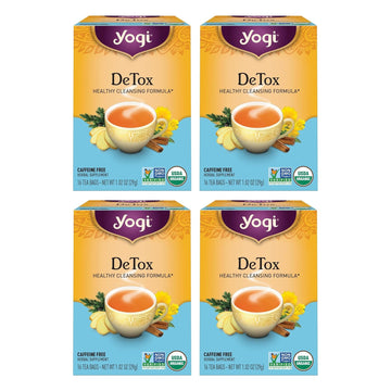 Yogi Tea Detox Tea - 16 Tea Bags Per Pack (4 Packs) - Organic Detox Tea For Digestive & Circulation Support - Includes Burdock, Dandelion, Ginger Root, Black Pepper, Cardamom & Juniper Berry