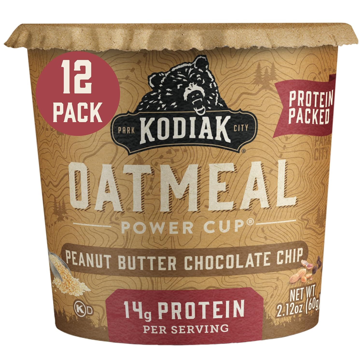 Kodiak Cakes Instant Oatmeal Cups, Peanut Butter Chocolate Chip, High Protein, 100% Whole Grains, (12 cups)