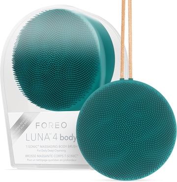 Foreo Luna 4 Body Evergreen - Massage Body Brush - Whole Body Cleanser & Exfoliator - Exfoliating Body Scrubber - For Lymphatic Drainage & Ingrown Hair Treatment - 100% Waterproof - Usb-Rechargeable