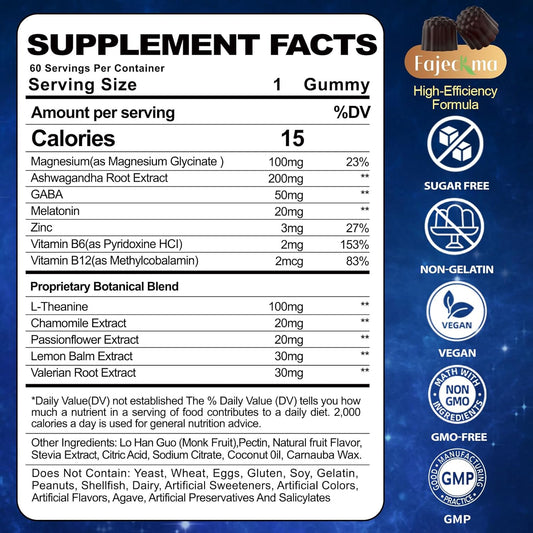 Natural Melatonin 20Mg Gummies For Adults: Sugar Free Chewable Supplement With Magnesium Ashwagandha L-Theanine Gaba Valerian Root Vitamin B12 Gummy - For Women Men Deep Zzz Immune Support(120Count)