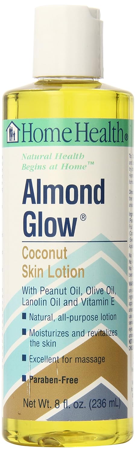 Home Health Almond Glow Body Lotion, Coconut - 8 Fl Oz - Moisturizes & Revitalizes The Skin - Includes Vitamin E + Peanut, Olive & Lanolin Oils - Non-Gmo, Vegetarian Friendly