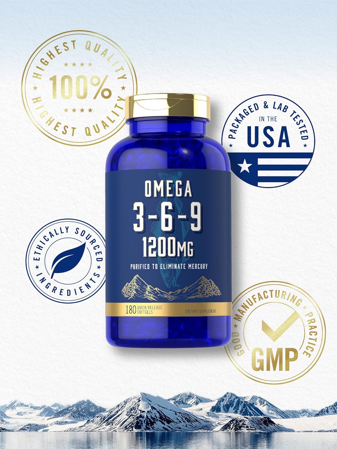 Carlyle Omega 3-6-9 1200mg | 180 Softgel Capsules | Triple Omega Supplement | Fish, Flaxseed & Borage Oils with EPA & DHA | Non-GMO & Gluten Free : Health & Household