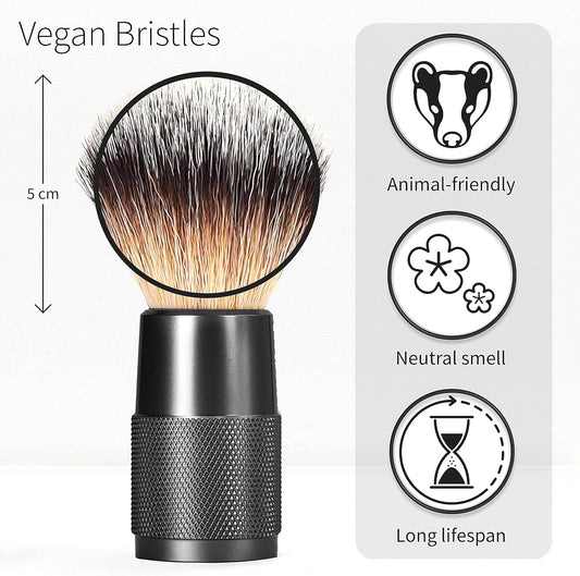 Synthetic Shaving Brush | Black | Vegan Shaving Brush | Women And Mens Shaving Brush| Shaving Cream Brush | Eco Friendly Travel Shaving Brush | Bambaw