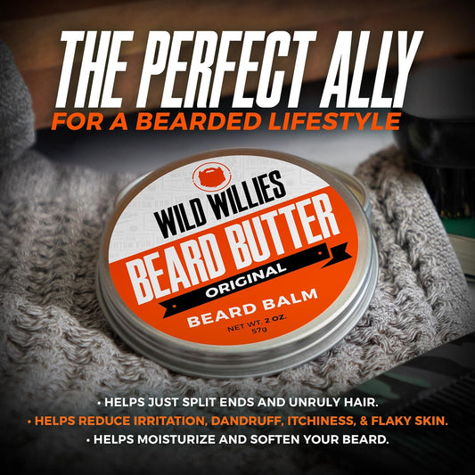 Wild Willies Premium Beard Balm Leave-In Conditioner Natural, Organic Ingredients Promote Fast Beard Growth, Removes Itch & Dandruff - Beard Butter Restores Moisture - 2Qty 2 Oz, Cool Mint Scent