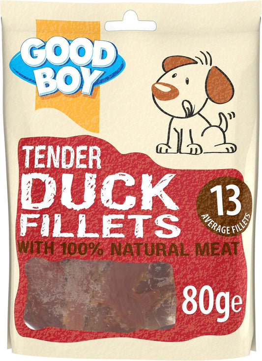 Good Boy - Tender Duck Fillets - Dog Treats - Made With 100% Natural Duck Breast Meat - 80 G E - Low Fat Dog Treats - Case Of 10