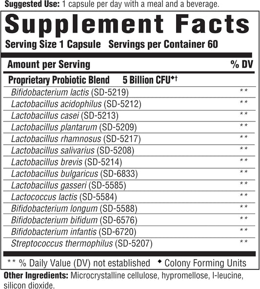 Innate Response Formulas Flora 5-14 Complete Care - Probiotic Supplement - 5 Billion Cfu - 14 Probiotic Strains - Supports Digestive Health - Vegetarian - Made Without 9 Food Allergens - 60 Capsules