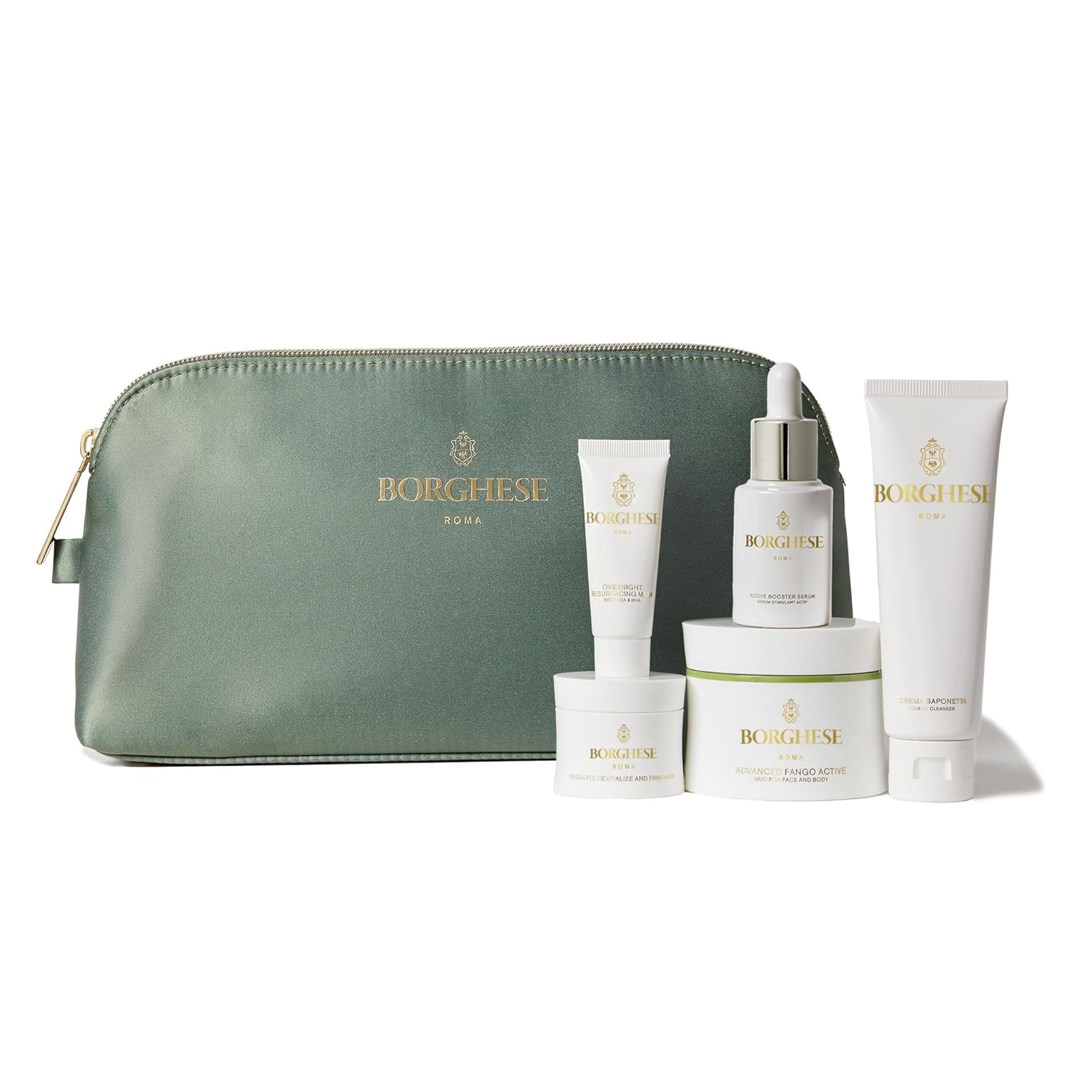 Borghese Skin Renewal Discovery Set - Includes Cream Cleanser, Pre-Mask Booster Serum, Mud Mask For Face & Body, Firming Mask & Aha Bha Overnight Mask : Beauty & Personal Care