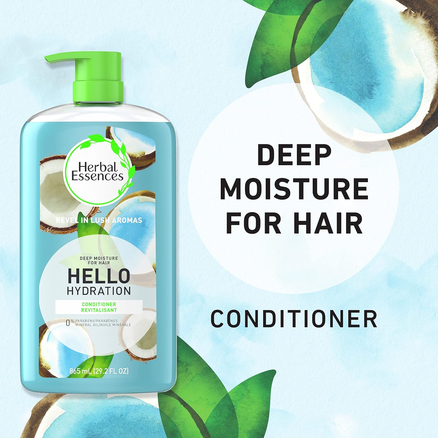 Herbal Essences Moisturizing Shampoo and Conditioner Set, Paraben Free, Hello Hydration, Safe for Color-Treated Hair, Coconut, Blue, 29.2 fl oz : Beauty & Personal Care