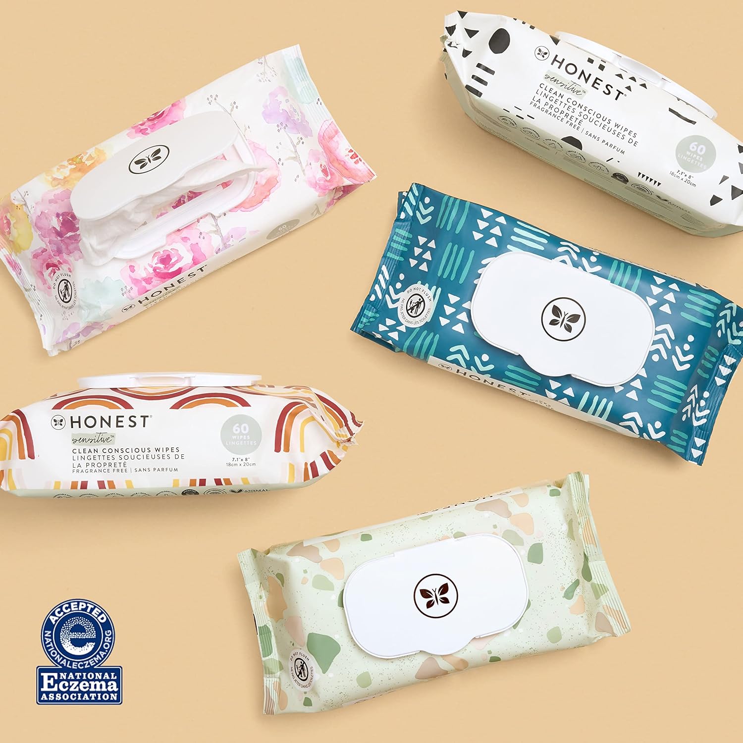 The Honest Company Clean Conscious Multi-Use Wipes | Hypoallergenic + Unscented For Sensitive Skin | Over 99% Water, Compostable, Plant Based, Baby Wipes | Pattern Play, 10 Count