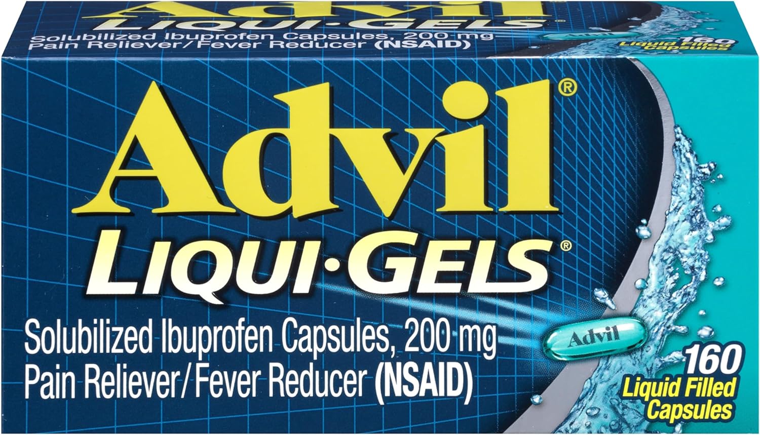 Advil Liqui-Gels Pain Reliever and Fever Reducer, Pain Medicine for Adults with Ibuprofen 200mg for Headache, Backache, Menstrual Pain and Joint Pain Relief - 160 Liquid Filled Capsules